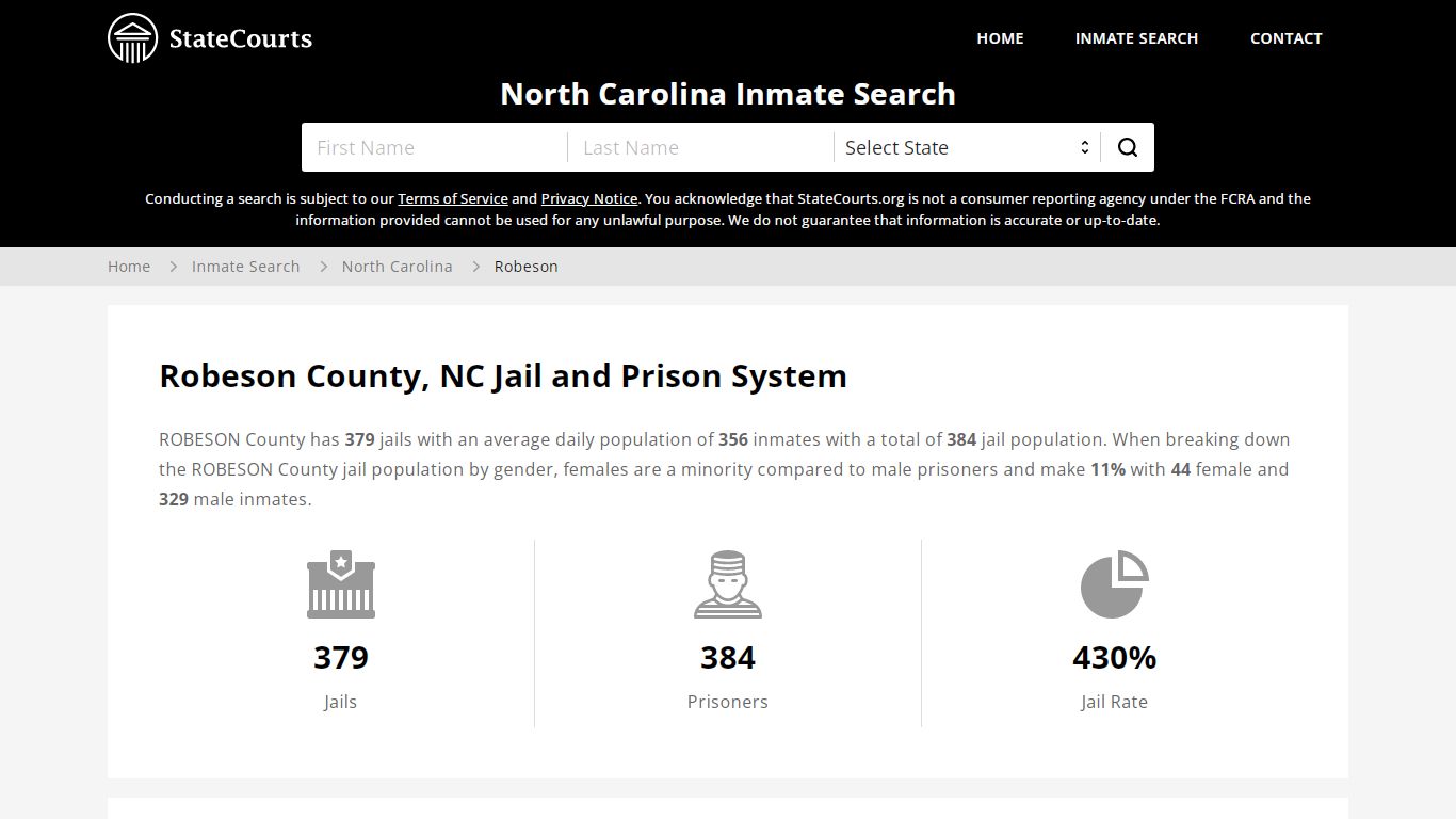 Robeson County, NC Inmate Search - StateCourts