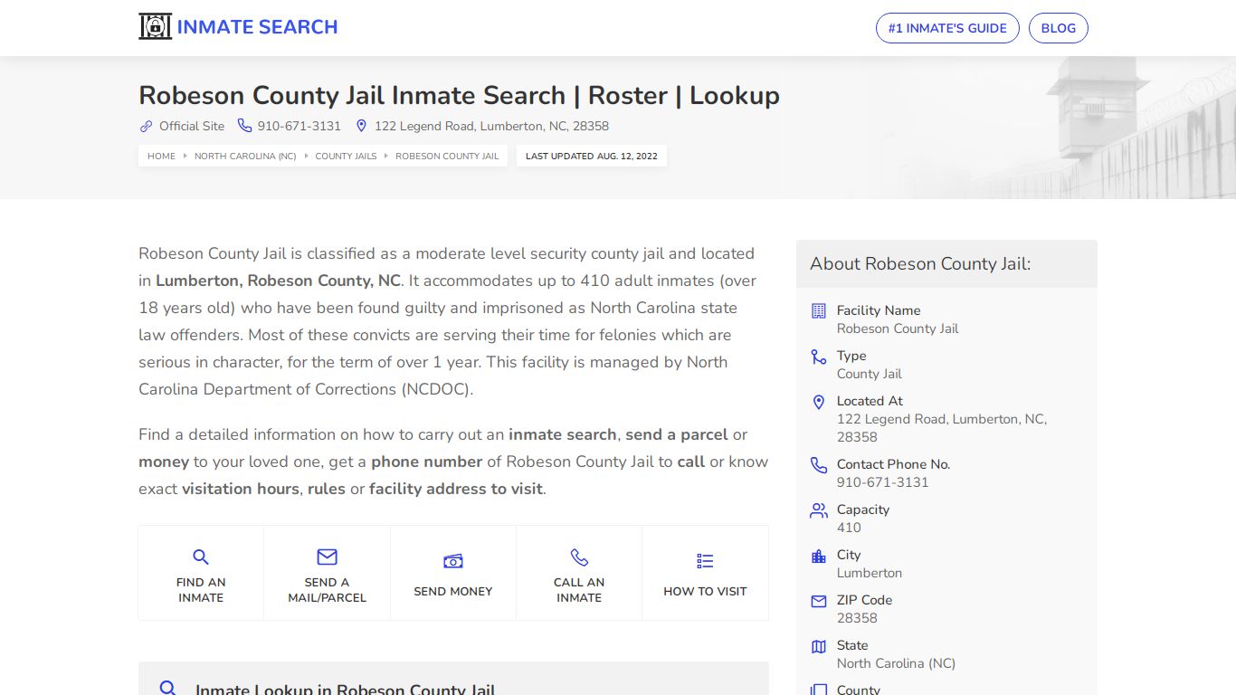 Robeson County Jail Inmate Search | Roster | Lookup